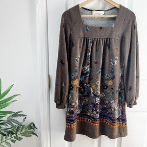 Renee C. Peacock Floral Long Sleeve Tunic Top